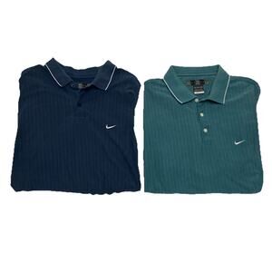 Lot Of 2 Vintage Nike Shirt Mens XL Green & Blue Short Sleeve Dri-Fit Polos